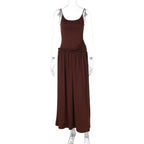 French Style Cold Strap Dress Waist Slimming