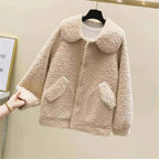 Loose Korean Style Thick All-match Faux Cashmere Coat For Women