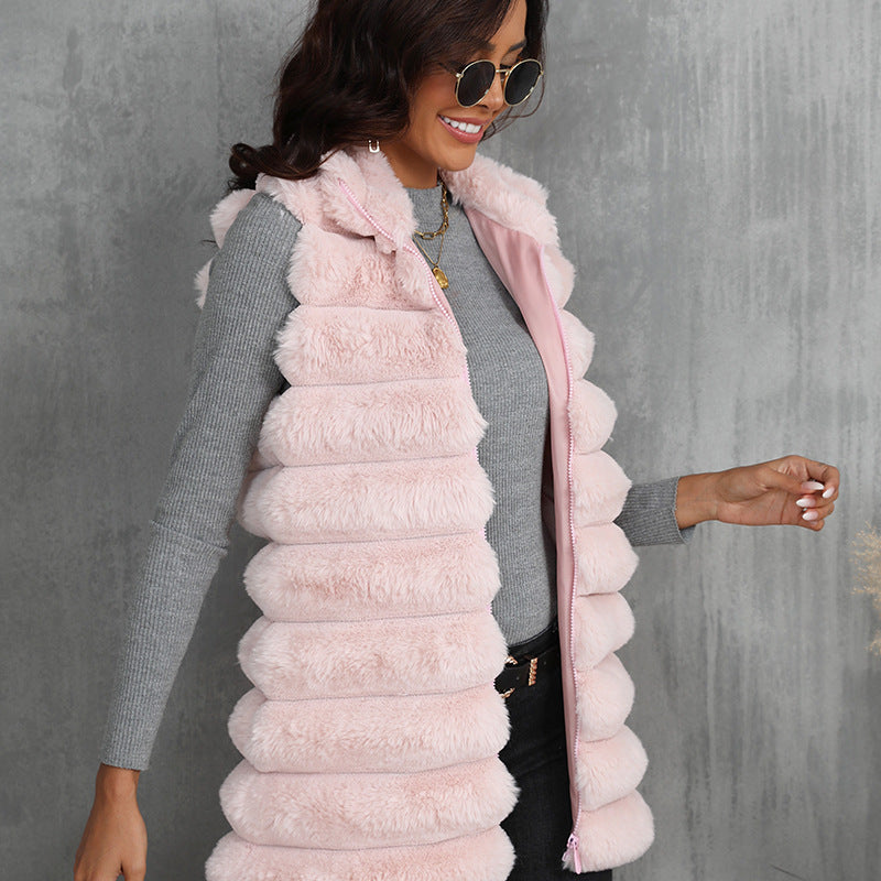 Mid-length Autumn And Winter New Faux Fur Vest For Women