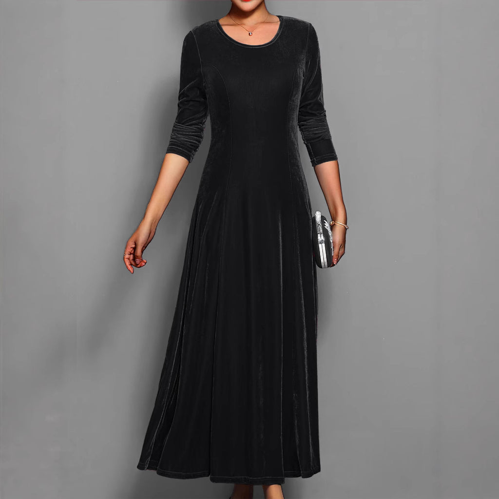 Women's Solid Color Velvet Dress
