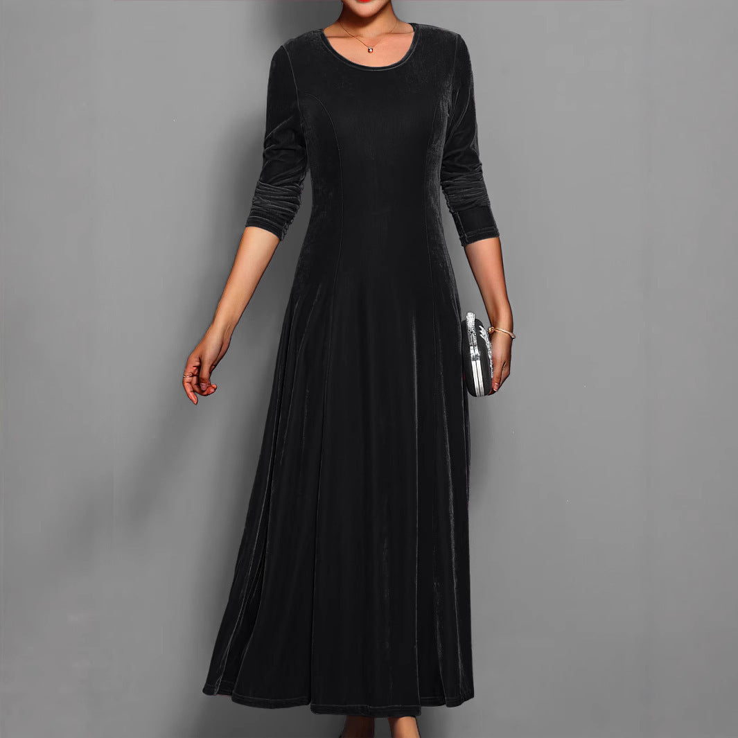 Women's Solid Color Velvet Dress