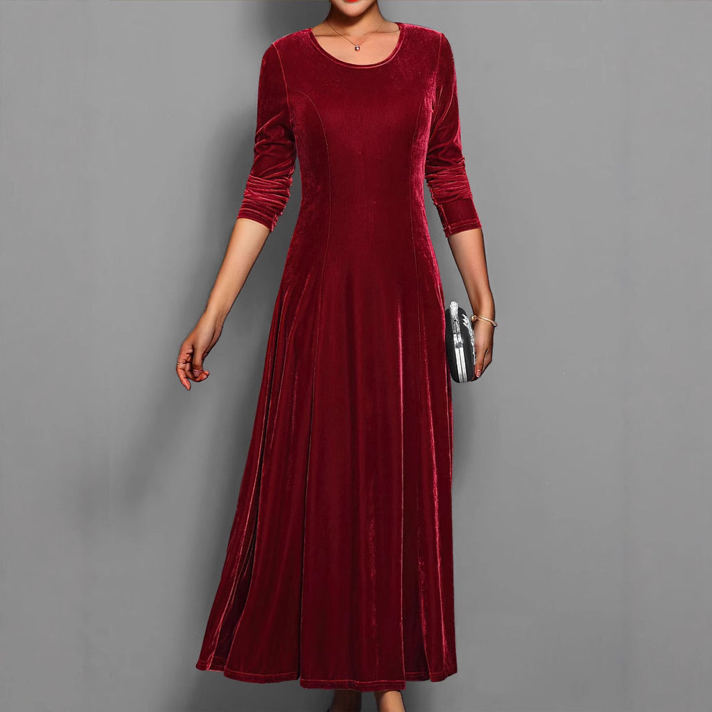 Women's Solid Color Velvet Dress