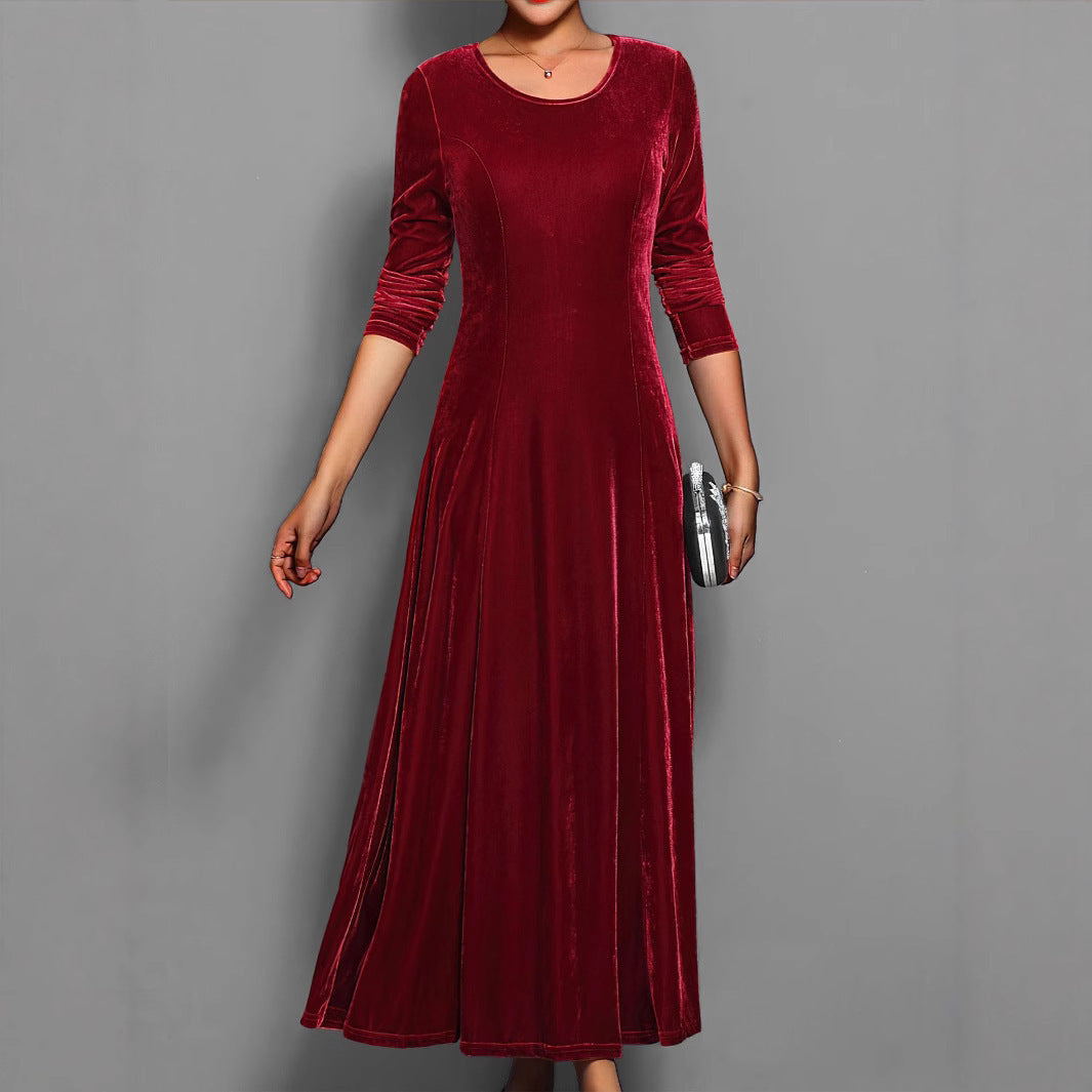 Women's Solid Color Velvet Dress