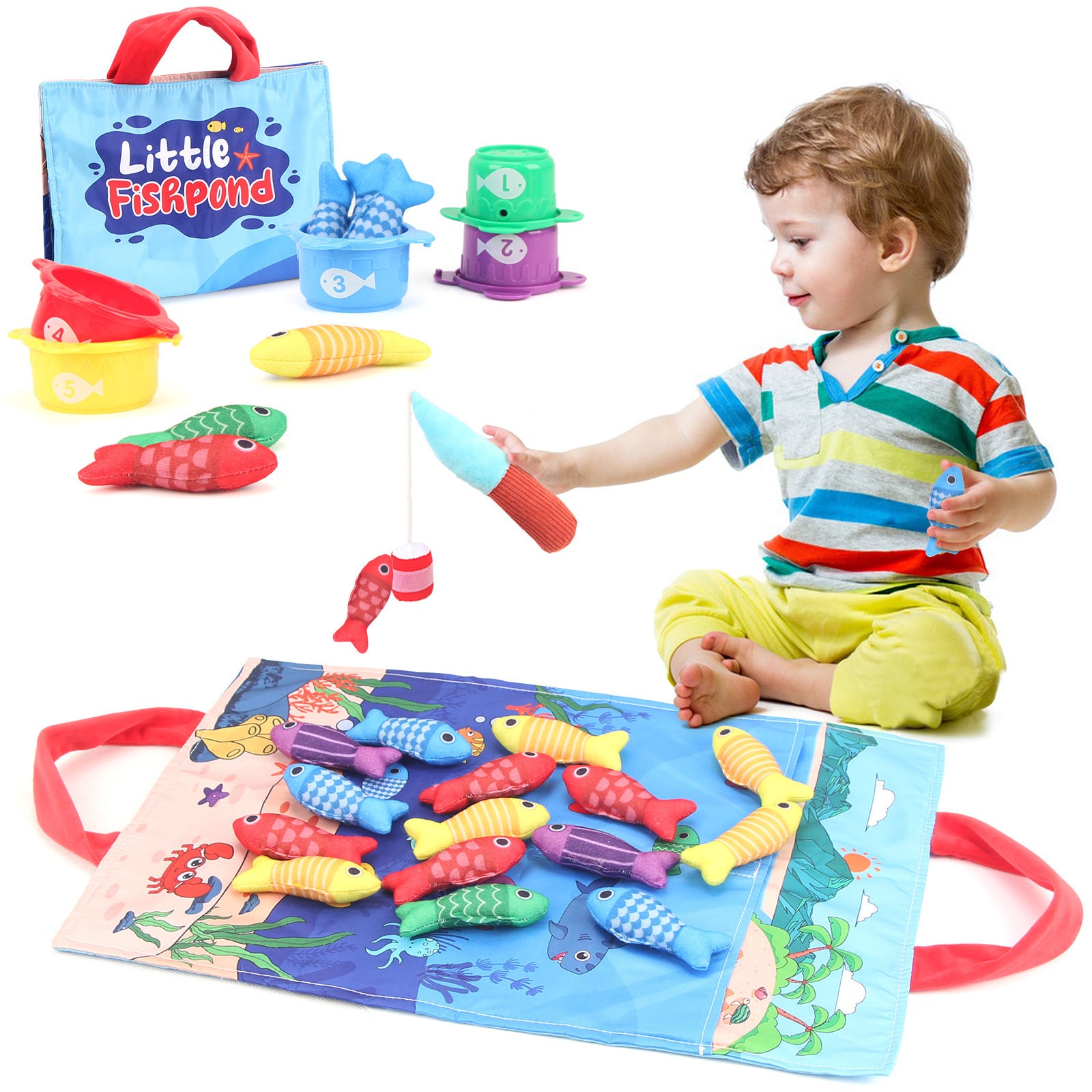 Baby Fishing Toys Three-dimensional Fabric Crawling Early Education Enlightenment