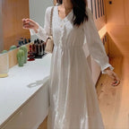 Autumn New French Style White Long Sleeve Dress For Women