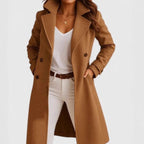 Women's Autumn And Winter New Solid Color Polo Collar Mid-length Woolen Coat