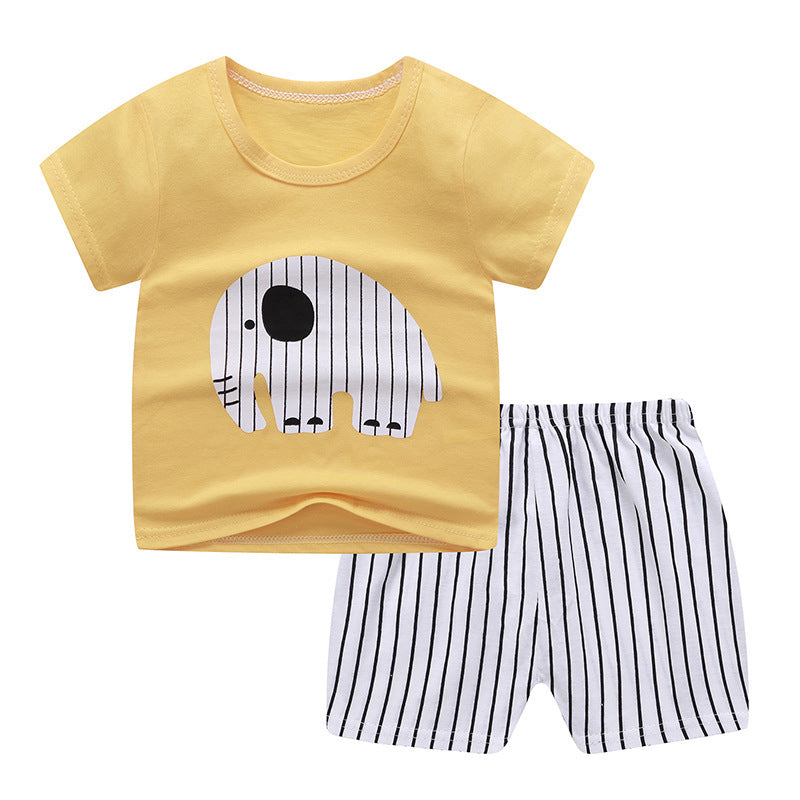 Children's Children's Summer Clothing Round Neck Short Sleeve Suit