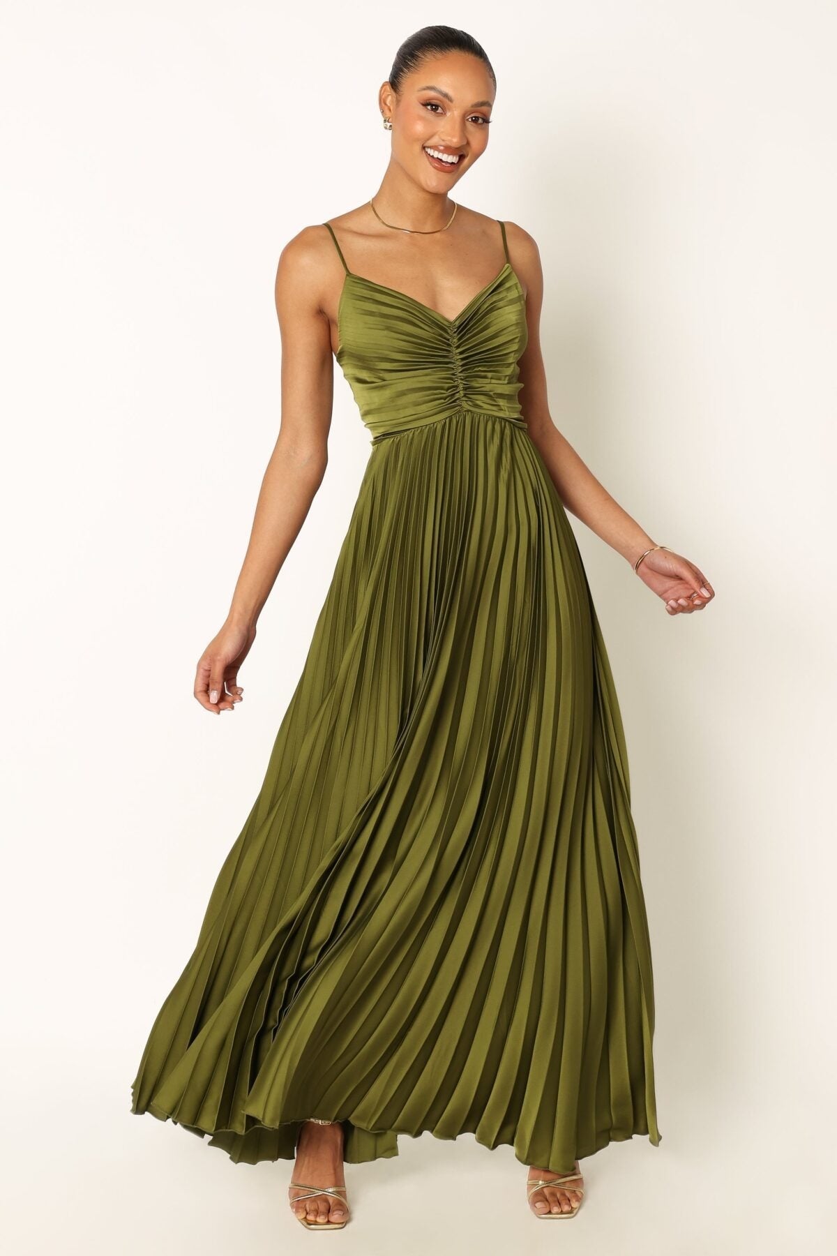 Temperament Camisole Backless Long Pleated Dress