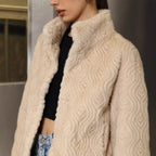 Women's Solid Color High Neck Long Sleeved Thick Coat