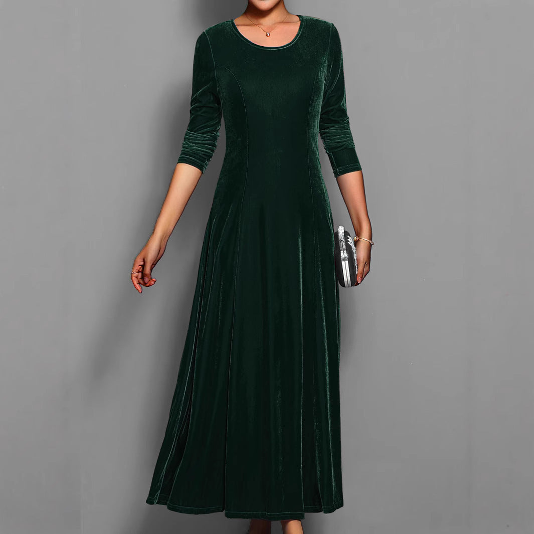 Women's Solid Color Velvet Dress