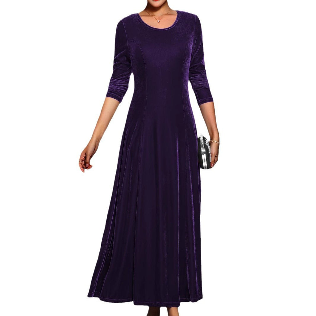 Women's Solid Color Velvet Dress